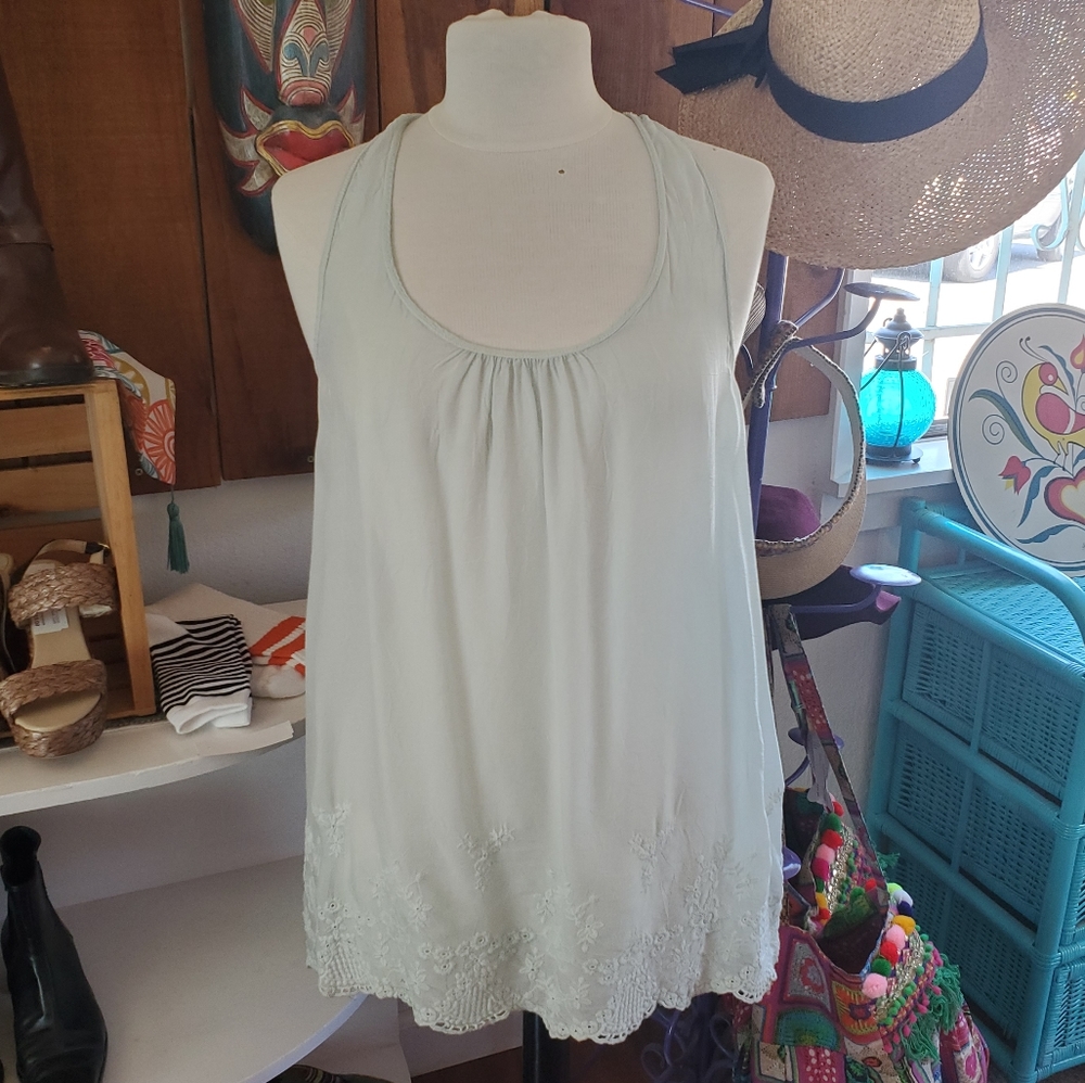 Johnny Was Mint Embroidered Tank - S